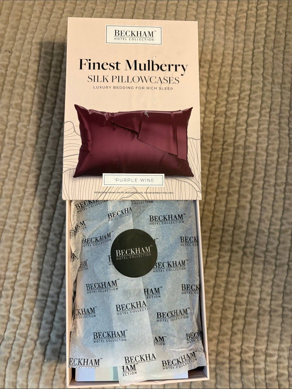 Beckham Hotel Collection Silk Pillowcase in Deep Wine Mulberry Silk 2 Queen NIB